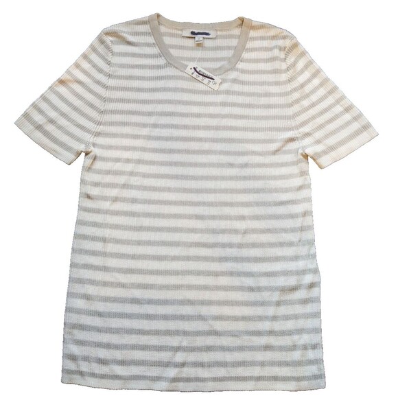 Madewell Sweater T-shirt Striped Short Sleeve Micro Ribbed Size XS - Picture 3 of 9